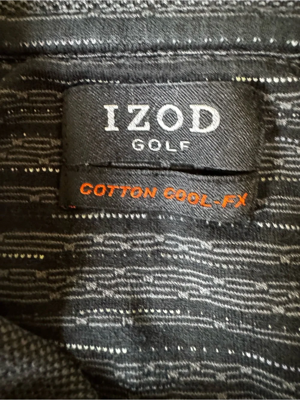 IZOD Golf Cotton Cool FX Black Textured Striped Pocket Polo Men's Size XL EUC